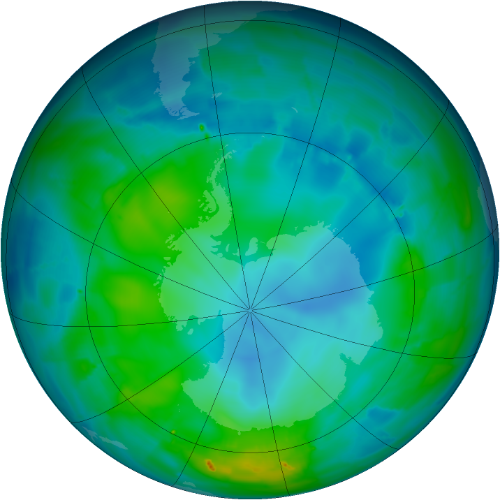 Antarctic ozone map for 09 May 2010